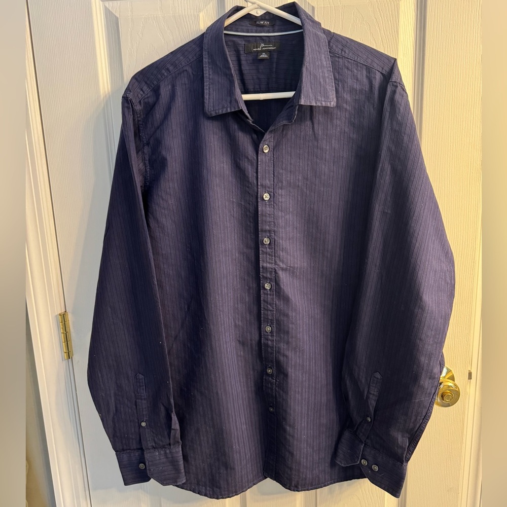 Men's Dark Blue Button-Up Shirt - Marc Anthony